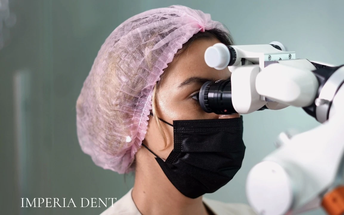 Dr. Marina Matosyan at the surgical microscope